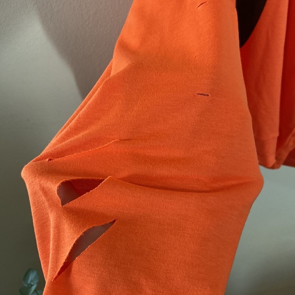 New Orange Pumpkin Scream Shirt Long Cut Out Halloween Plus cold shoulder 14 1XL - Picture 6 of 8